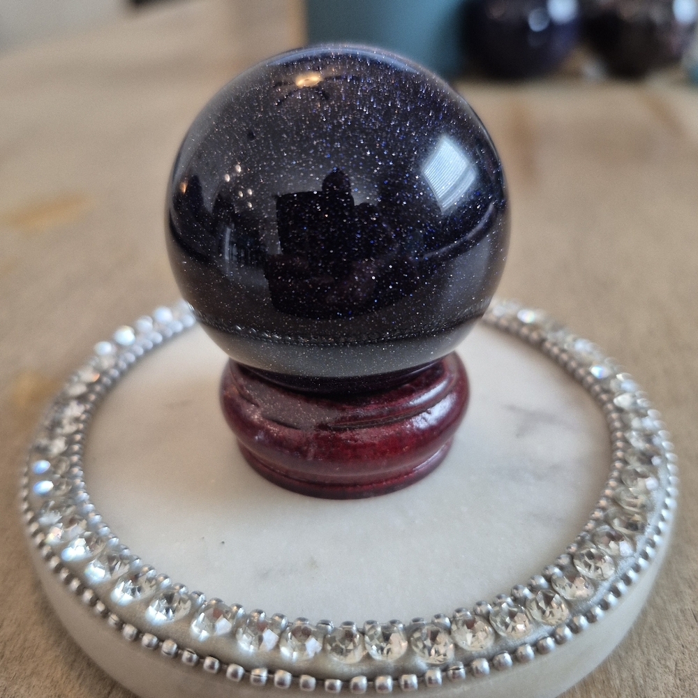 Blue Goldstone Crystal Sphere Orb #1 New - Picture 6 of 10